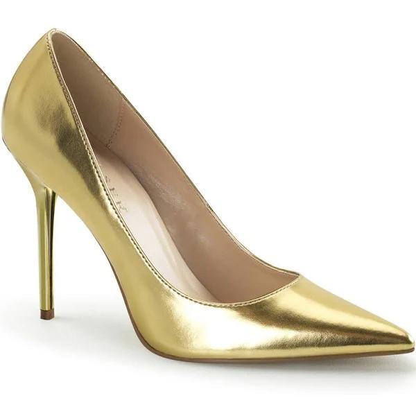 Pleaser CLASSIQUE-20 Gold Met PU Pump Size 6