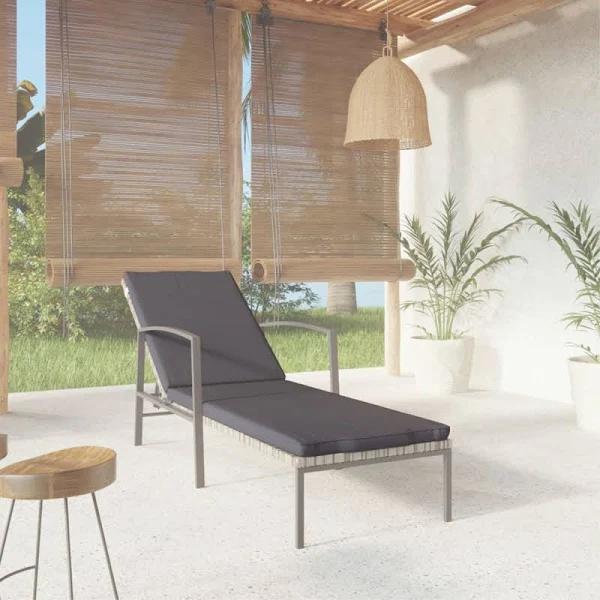 vidaXL Garden Sun Lounger With Cushion Poly Rattan Grey