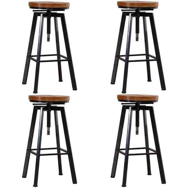 4x Levede Industrial Bar Stools Kitchen Stool Wooden Barstools Swivel Vintage - AfterPay & zipPay Available