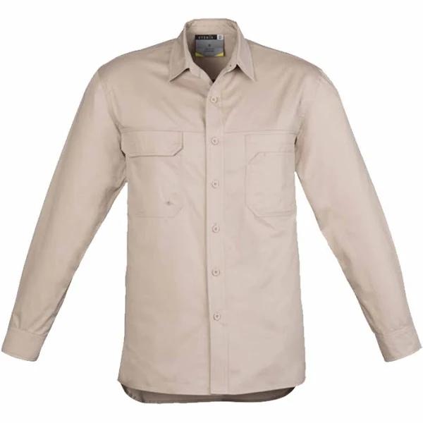 Syzmik Mens Lightweight Tradie Shirt Long Sleeve (ZW121) S / Sand