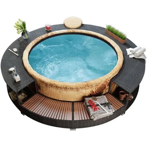 vidaXL Spa Surround Grey Poly Rattan