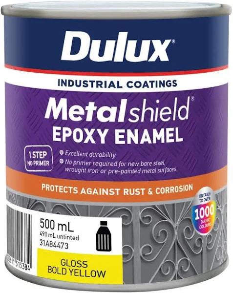 Dulux 500ml Metalshield Epoxy Enamel Gloss Paint Bold Yellow