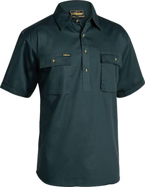 Bisley BSC1433 Closed Front Cotton Drill Shirt Short Sleeve Bottle / M