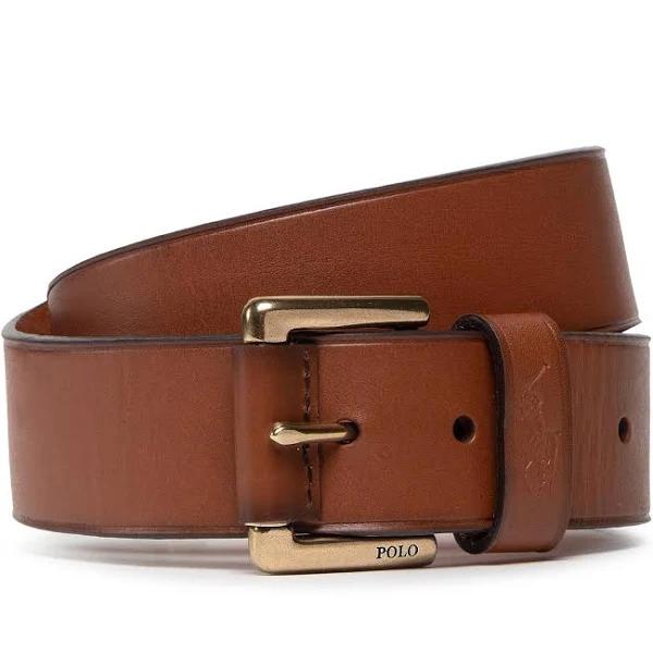 Polo Ralph Lauren Mens Tan Brand-engraved Buckle Leather Dress Belt 42