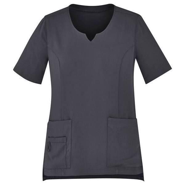 Womens Avery Tailored Fit Round Neck Scrub Top Charcoal / 2XL