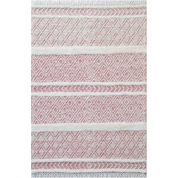 Rug Club Designer Flatwoven Wool Rug-Aura 6239-Ivory/Red-190x280cm