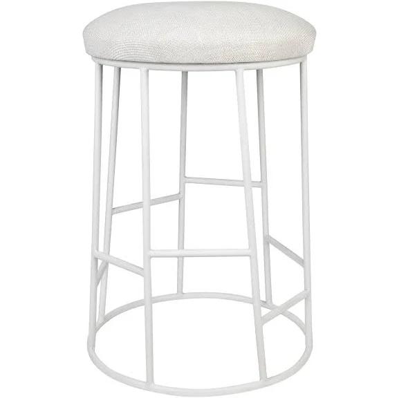 Aiden White Steel Kitchen Stool - Natural Linen