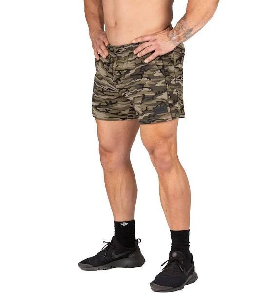 Men's Gym Shorts Woodland Camo Bodybuilding Training | Iron Tanks, M