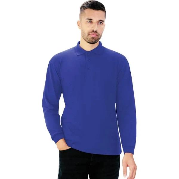 Casual Classic Mens Long Sleeve Polo (Royal Blue) (S)