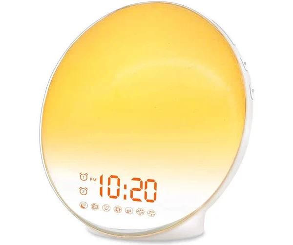 With Sunrise Simulation, Sleep Assist, Dual Alarm, FM Radio, Snooze, Night Light, 7 Colors of Daylight, 7 Colors of 7 Natural Sounds, 7 Natural Sounds