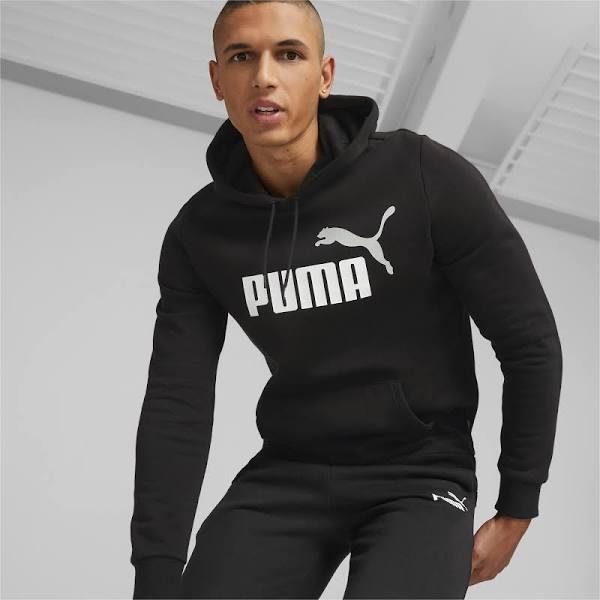 Essentials+ Two-Tone Big Logo Men's Hoodie in Black/White, Size Small, Cotton by Puma