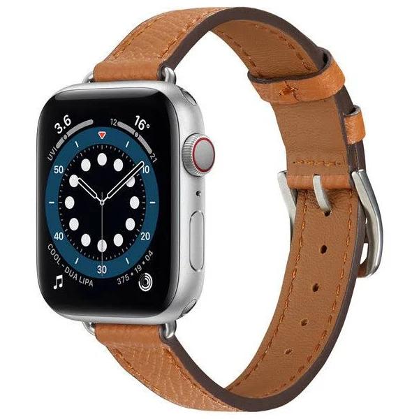 Strapmall Cross Pattern Leather Apple Watch Band for iWatch Series 7 SE 6 5 4 3 2 1-Brown - 38/40/41mm - AfterPay & zipPay Available