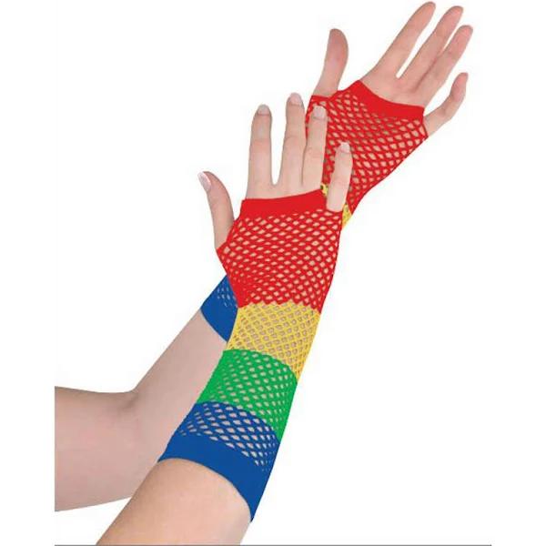 Fishnet Gloves Long - Rainbow