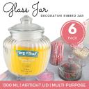 6 x Decorative Apothecary Glass Jar 1.3L Weddings Decor Candy Buffet Cookie Jars Glass Candy Jar With Lids Candy Buffet Display Elegant Storage Jars