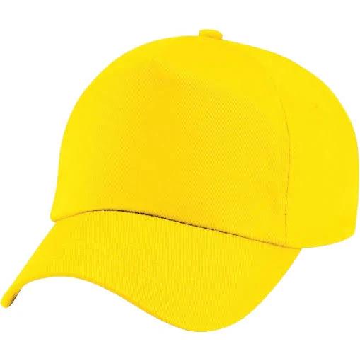 Beechfield Plain Unisex Junior Original 5 Panel Baseball Cap Yellow One Size Cotton Schoolwear