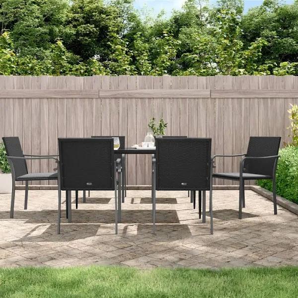 Garden Chairs with Cushions 6 Pcs Black 56x59x84 cm Poly Rattan vidaXL