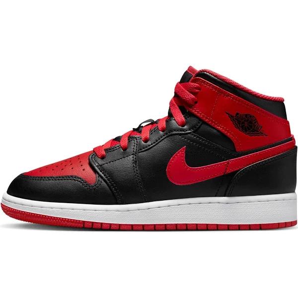 Air Jordan 1 Mid (GS) Sneakers Black / Fire Red - US 5Y