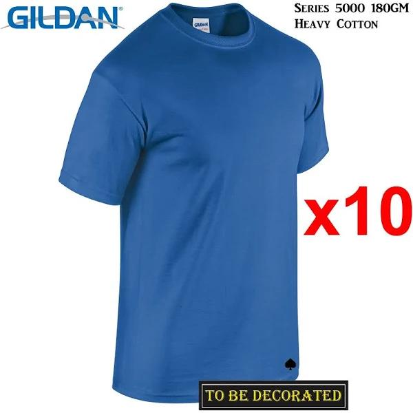 10 Packs Gildan T-Shirt Basic Tee S - 5XL Small Big Men Heavy Cotton (Royal) 5XL