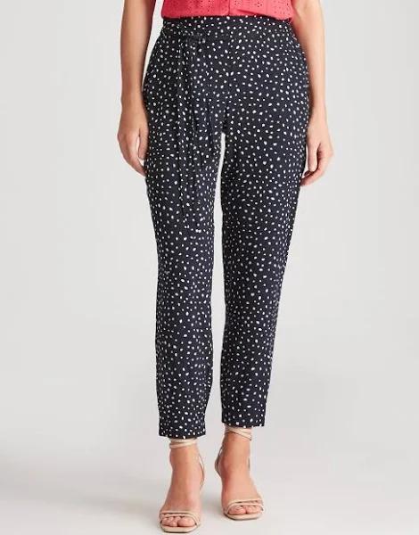 Katies Woven Tie Waist Ankle Pants - Abstract Spot - Womens Trousers - Size 20 - Ezibuy