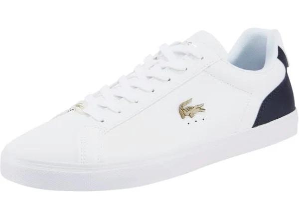 Lacoste Lerond Mens Leather Trainers White/Navy UK 8