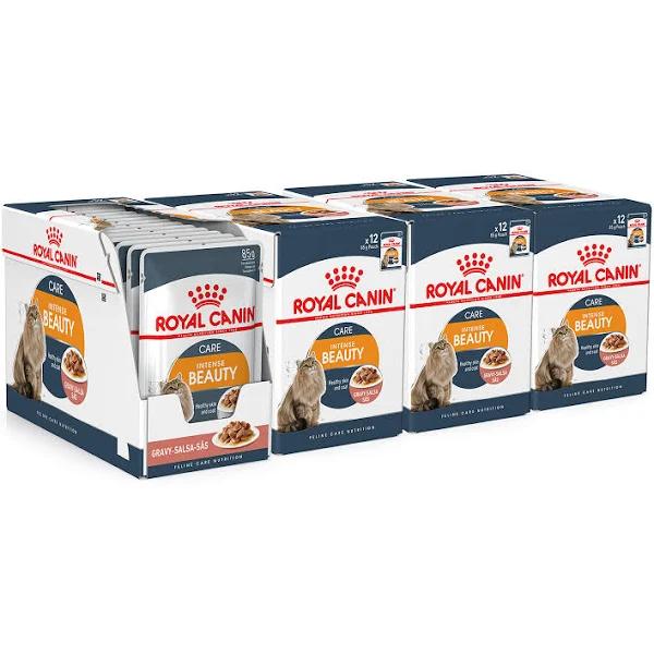 85gm X48 Royal Canin Intense Beauty in Gravy Adult Pouches Wet Cat Food by Budget Pet Products