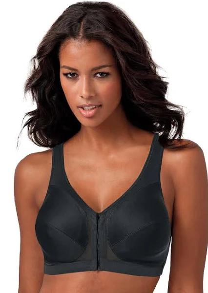 Glamorise Magiclift Front-Closure Posture Back Wire-Free Bra - Black - 16G