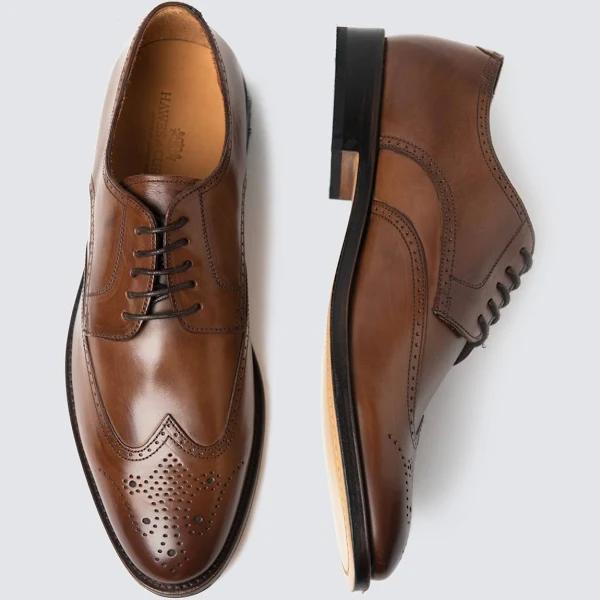 Hawes & Curtis Tan Leather Derby Brogue Shoe Size: 12