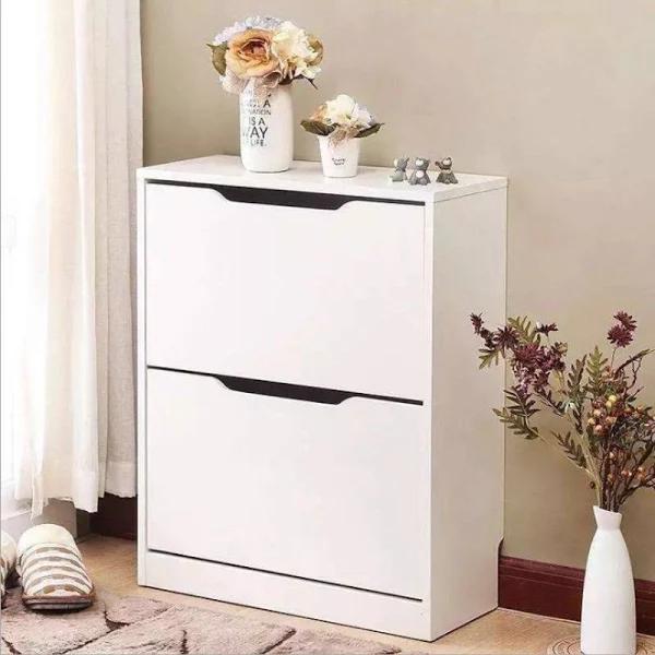 Shoe Cabinet 2 Door Storage - White