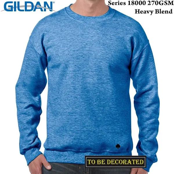 Gildan Heather Sport Royal Heavy Sweat Sweater Jumper Sweatshirt Men 2XL