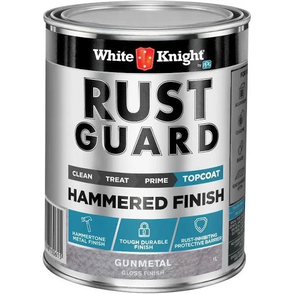 White Knight Rust Guard Gloss Gunmetal Hammered Finished Paint - 1L