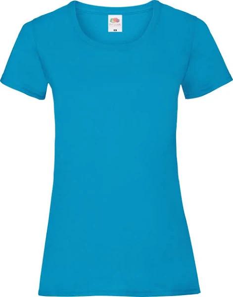 Women's 100% Cotton Lady-Fit T-Shirt Azure Blue - Fruit of The Loom 61-372-0 - Size XS (8)