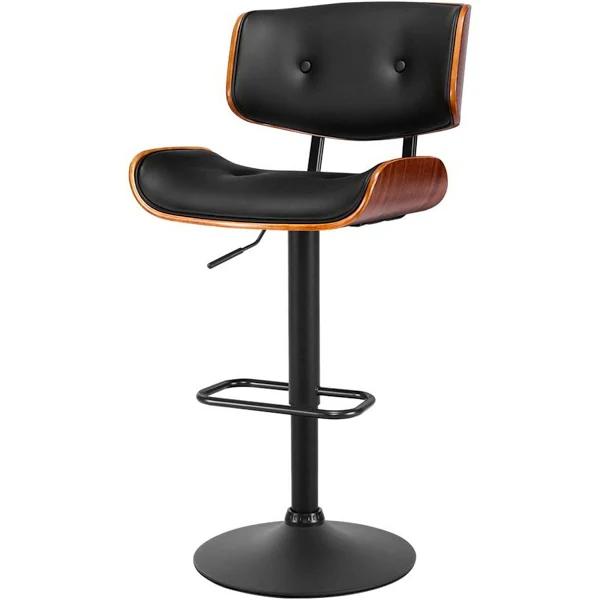 Artiss Bar Stool Gas Lift Wooden PU Leather - Black and