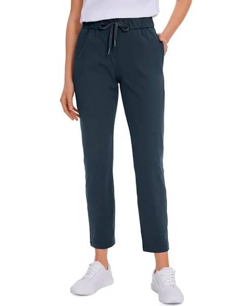 CRZ Yoga Women's Travel Slim Fit Stretch Drawstring 7/8 Pants 27'' True Navy / L