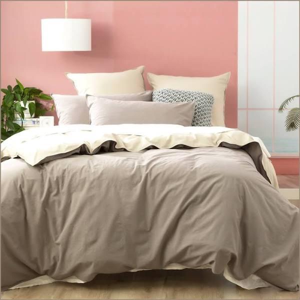 Renee Taylor Essentials Vintage Stone Washed Reversible Quilt Cover Set - Charcoal European Pillowcase