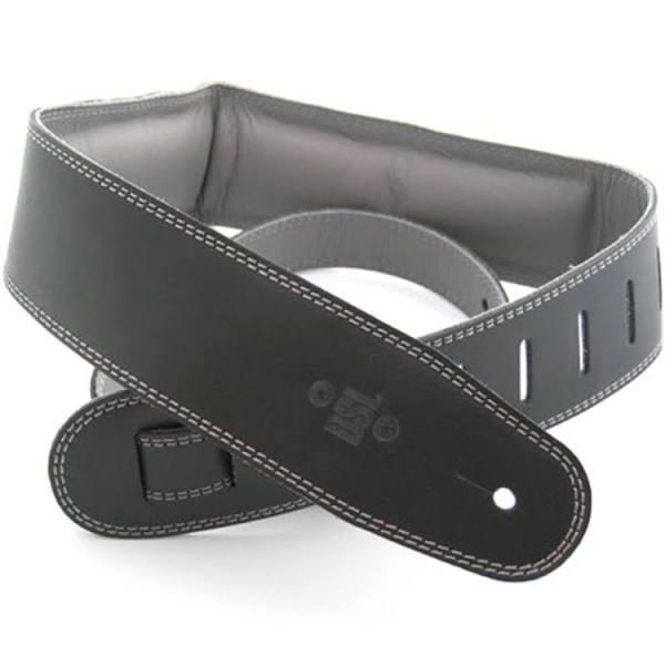 DSL Guitar Strap 2.5" Padded Garment Black/Grey Leather