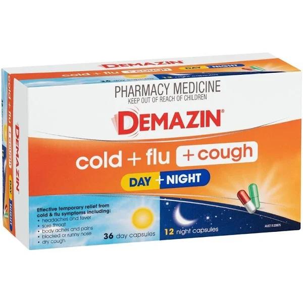 Demazin Cold + Flu + Cough Day + Night 48 Capsules