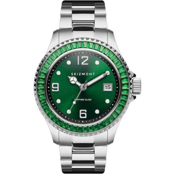 Tide | Green Jewelled Steel Watch - For Men - Seizmont