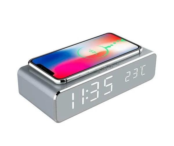 Alarm Clock LED Digital Alarm Clock Thermometer Wireless Charger