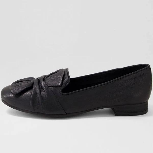 Diana Ferrari Toskena Black Leather Ballet Flats Black Womens Shoes Loafers Flats