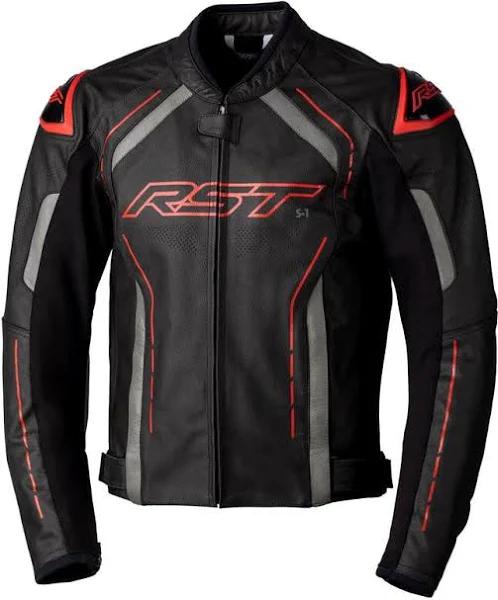 RST S-1 CE Leather Jacket - Black/Grey/Red