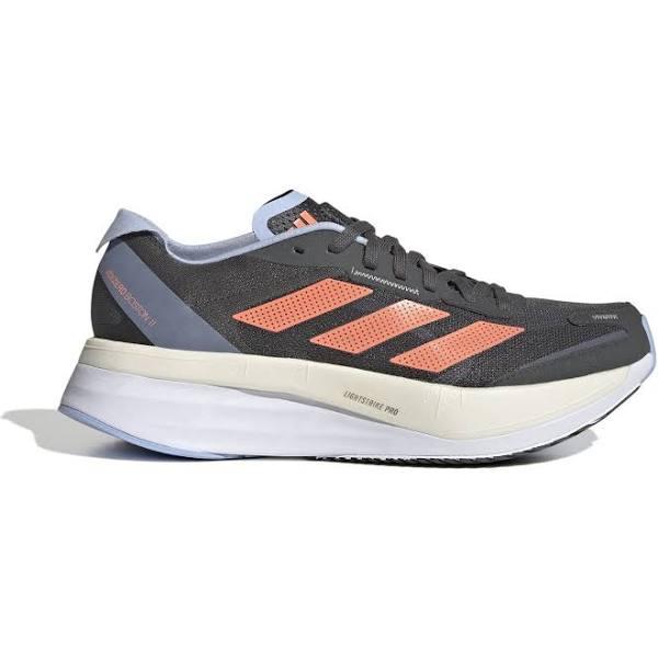 adidas-Adizero Boston 11 Shoes-Women-Grey Six / Coral Fusion / Blue Dawn-9.5