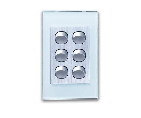 Vertical/Horizontal Wall Switch 6 Gang 2 Way Ocean Blue Glass Frame