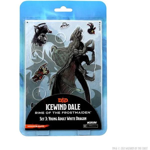 D&D Idols of The Realms Miniatures Icewind Dale Rime of The Frostmaiden - 2D Young Adult White Dragon