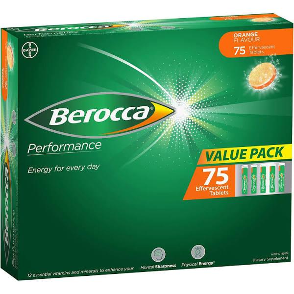 Berocca Energy Vitamin Orange Effervescent Tablets 75 Value Pack