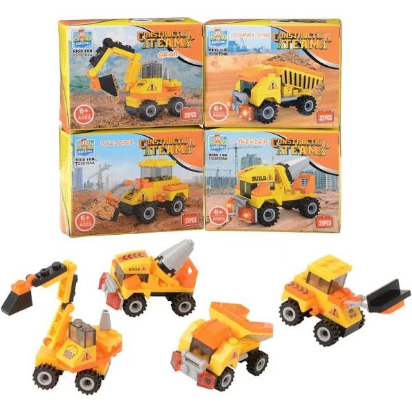 Construction Party Bricks Vehicles Dump Truck Digger Building Boxed Sets 12