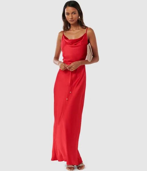 Forever New Petite Lucy Satin Cowl Maxi Dress in Red 8