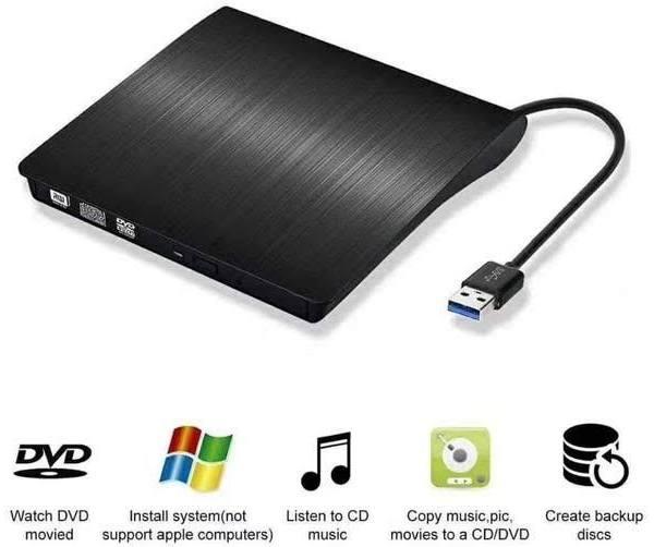 USB 3.0 External DVD CD Drive,Portable CD DVD-RW Burner Writer Rewriter,RW Drive Slim DVD/CD ROM Rewriter Burner,for Laptop Desktop PC Windows XP/