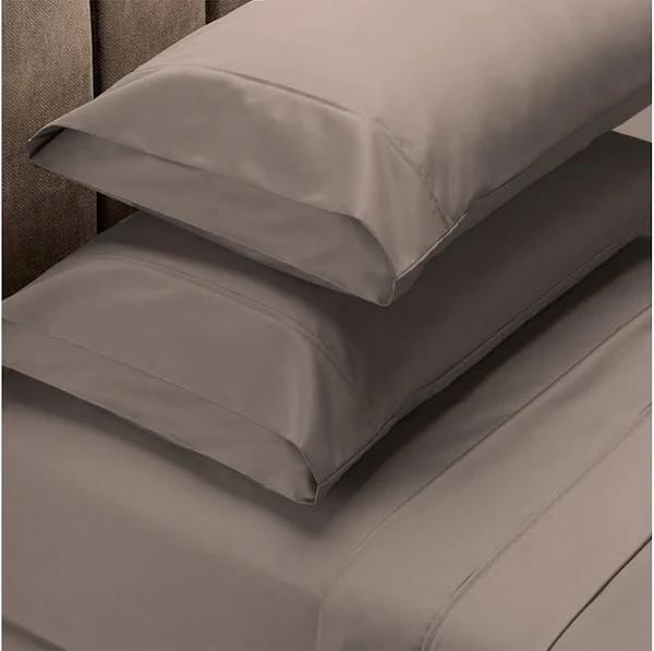 Renee Taylor 1500 Thread Count Pure Soft Cotton Blend Flat & Fitted Sheet Set - Queen - Stone