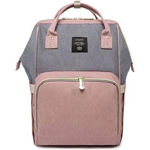 Luxury Multifunctional Baby Diaper Nappy Backpack Maternity Mummy Changing Bag - Pink Gray