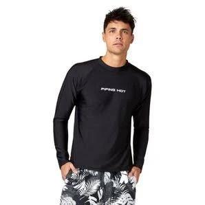 Piping Hot Long Sleeve Rash Vest | Black